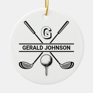 Elegant Golf Monogram Design Julgransprydnad Keramik