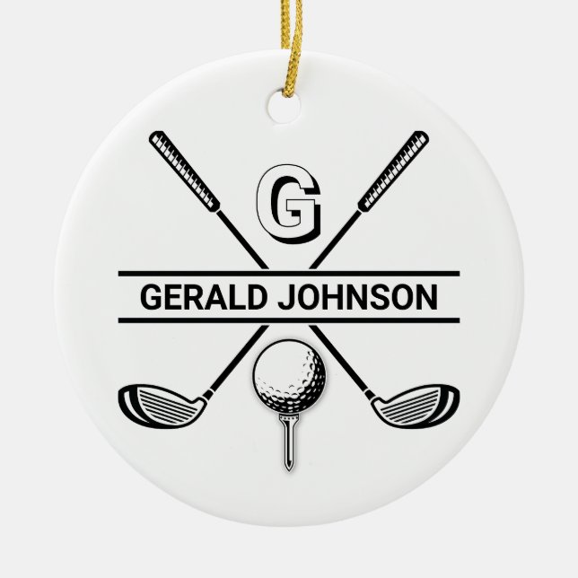 Elegant Golf Monogram Design Julgransprydnad Keramik (Framsidan)