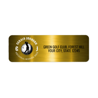 Elegant Golf Monogram Design Returadress Etikett