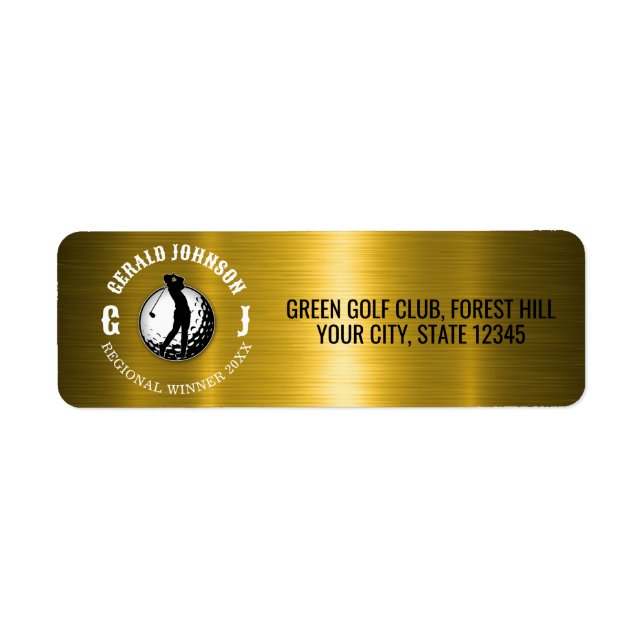 Elegant Golf Monogram Design Returadress Etikett (Framsidan)