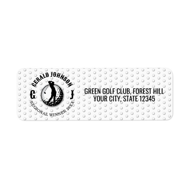 Elegant Golf Monogram Design Returadress Etikett (Framsidan)