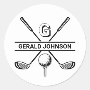 Elegant Golf Monogram Design Runt Klistermärke