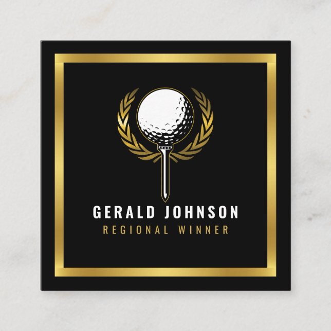 Elegant Golf Monogram Design Square Business Car Fyrkantigt Visitkort (Framsida)