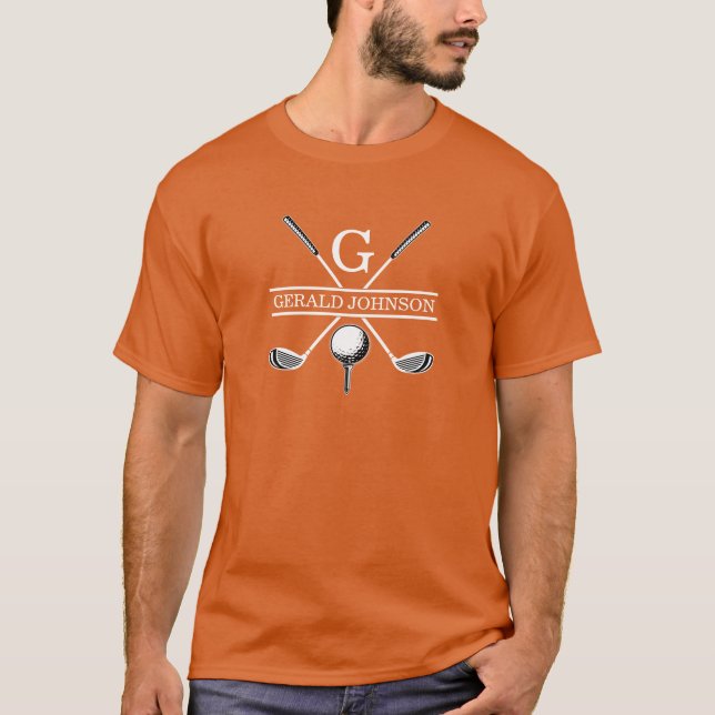 Elegant Golf Monogram Design Texas Orange T Shirt (Framsida)