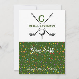 Elegant Golf Monogram Helgdag Design Julkort