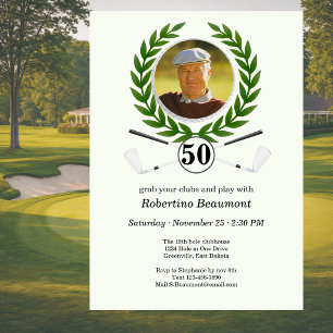 Elegant golf tema spelarupplevelse 50-årsdag inbjudningar