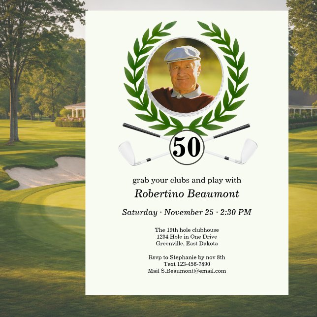 Elegant golf tema spelarupplevelse 50-årsdag inbjudningar (Skapare uppladdad)