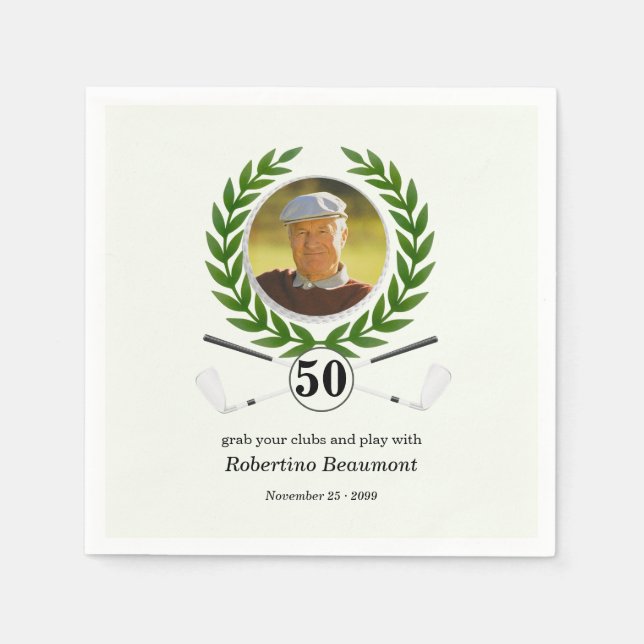 Elegant golf-tema spelarupplevelse 50-årsdag pappersservett (Framsidan)