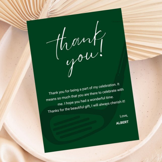 Elegant Golf Theme Appreciation Thank You Card Inbjudningar (golf thank you card, golf birthday thank you, golf party thank you, golf theme card, golf appreciati)