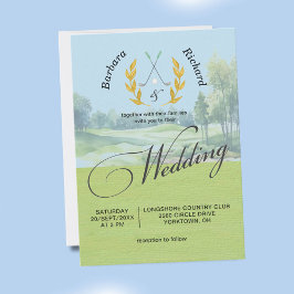 Elegant Golf Wedding Watercolor Golf Course  Inbjudningar