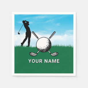 Elegant golfdesign med eget namn pappersservett