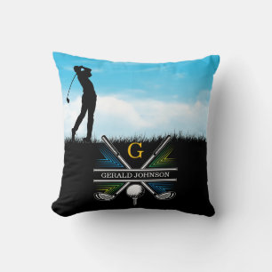 Elegant Golfer Anpassningsbar Monogram Design Kudde