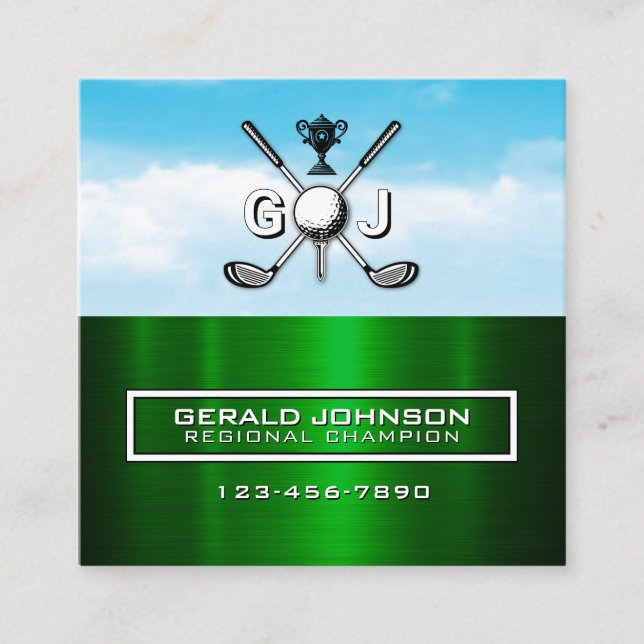 Elegant Golfer Business Card Design Fyrkantigt Visitkort (Framsida)