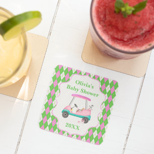Elegant golfkärra redo för baby shower  underlägg papper kvadrat