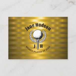 Elegant golfmonogramdesign för damer i guld visitkort