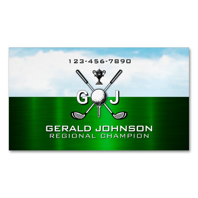 Elegant golfmonogramdesign magnetiska visitkort (Framsida)