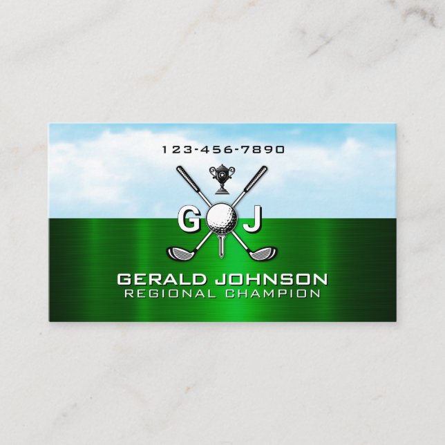 Elegant golfmonogramdesign visitkort (Framsida)