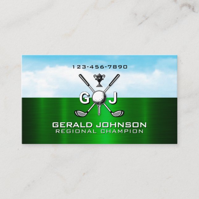 Elegant golfmonogramdesign visitkort (Framsida)