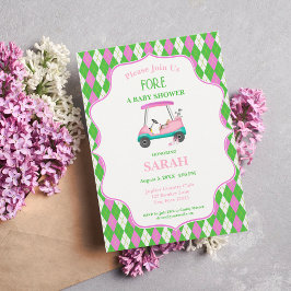 Elegant golfvagn redo för baby shower inbjudningar