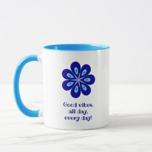Elegant Good Vibes, Blue Blommigt Evil Öga Amulet Mugg
