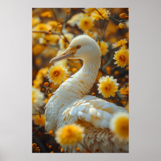 Elegant Goose och Gula blommor Poster