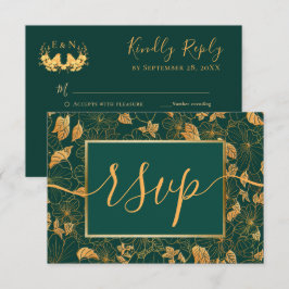 Elegant Gorgous Emerald Grönt & Guld Foliage OSA Kort