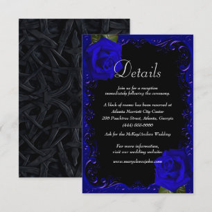 Elegant Goth Blue Ro Bröllop Information Card