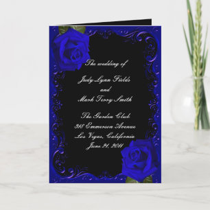 Elegant Goth Blue Ro Bröllopsprogram Program