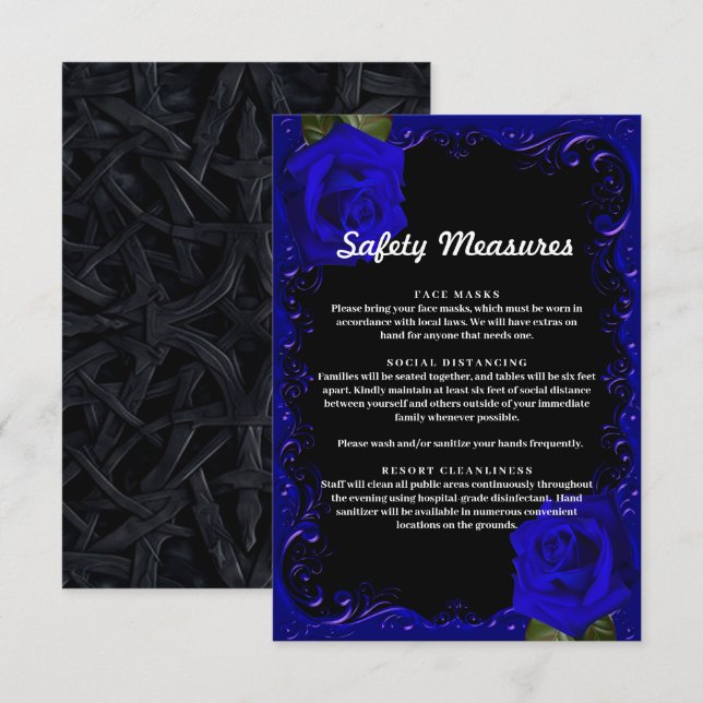 Elegant Goth Blue Ro Safety Measures Card Card (Fram/baksida)