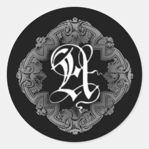 Elegant Goth Initial A-fästare Runt Klistermärke