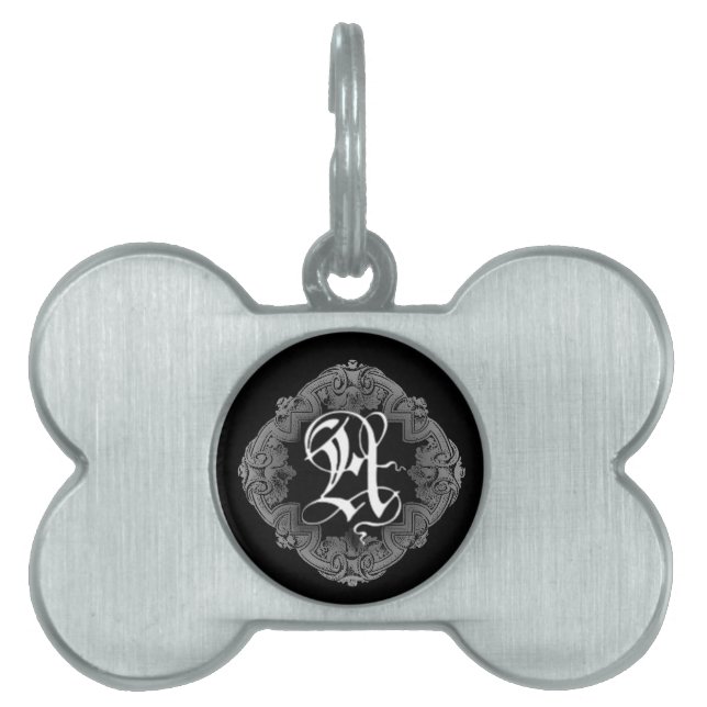 Elegant Goth Initial A Namnbricka Husdjur (Framsidan)
