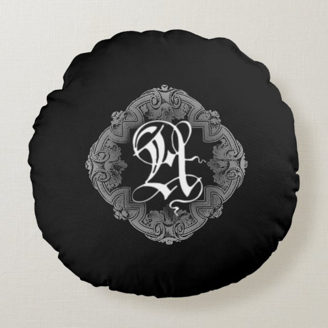 Elegant Goth Initial A Round Dekorativ kudde (Framsidan)