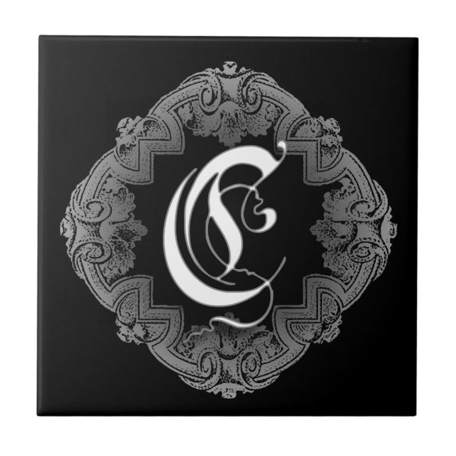 Elegant Goth Initial C Kakelplatta (Framsidan)
