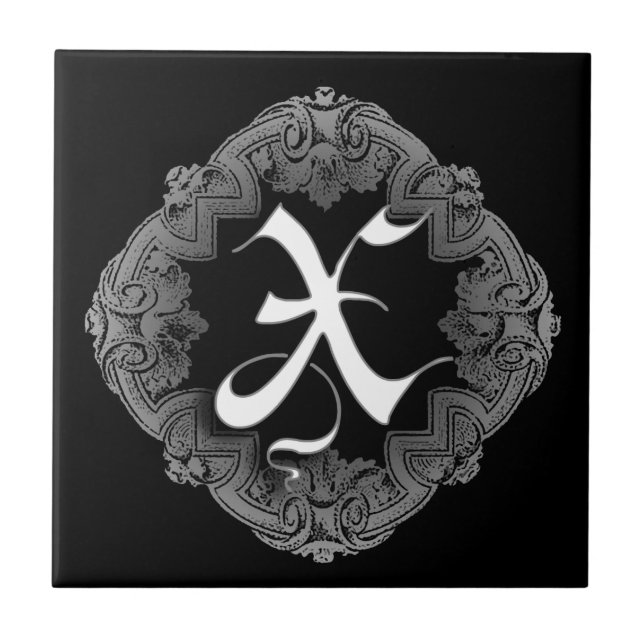 Elegant Goth Initial N Kakelplatta (Framsidan)