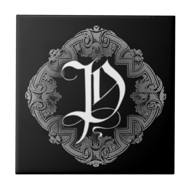Elegant Goth Initial P Kakelplatta (Framsidan)