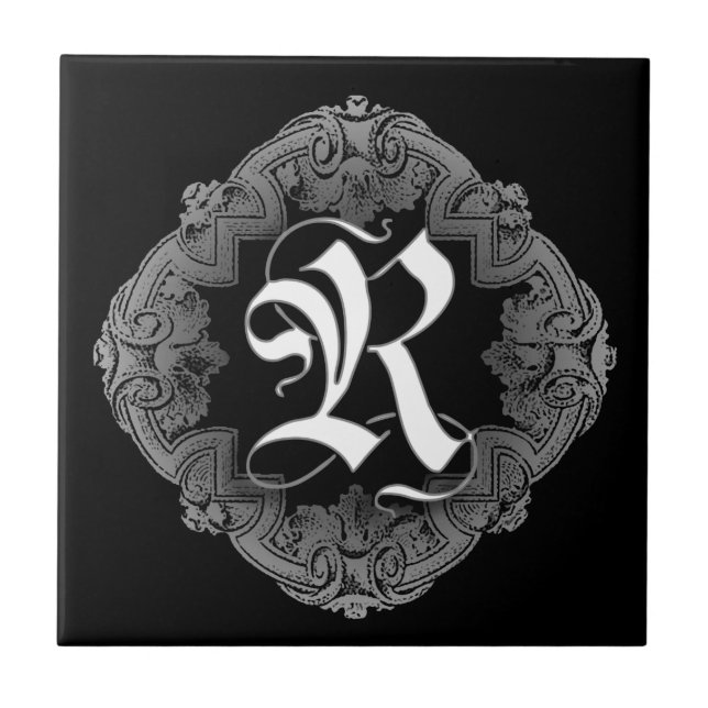 Elegant Goth Initial R Kakelplatta (Framsidan)
