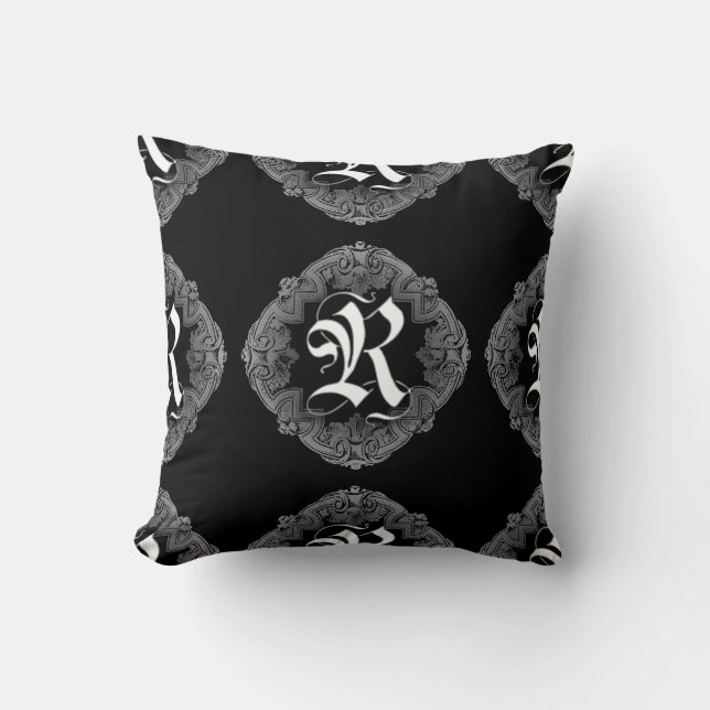 Elegant Goth Initial R Kudde (Framsida)
