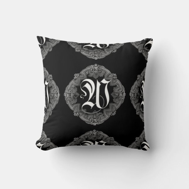 Elegant Goth Initial W Dekorativ kudde (Framsida)