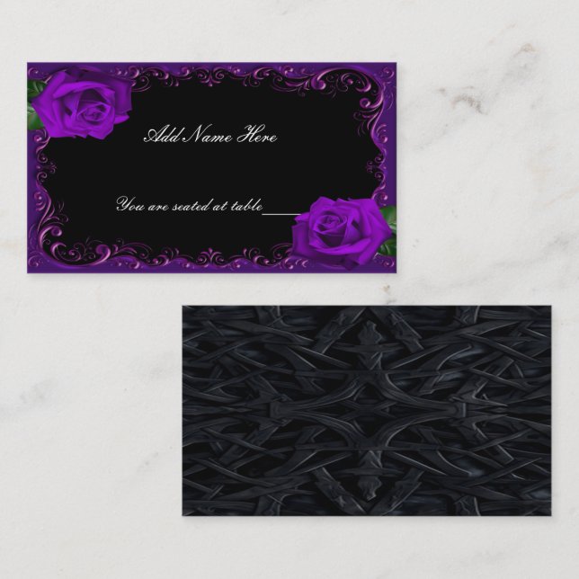Elegant Goth Lila Ro Bord Place Card Placeringskort (Fram/baksida)