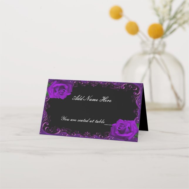 Elegant Goth Lila Ro Bord Place Card Placeringskort (Framsida)