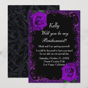 Elegant Goth Lila Ro Bridesmaid Inbjudningar