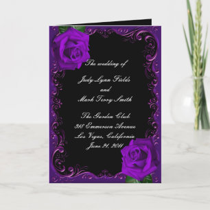 Elegant Goth Lila Ro Bröllopsprogram Card Program