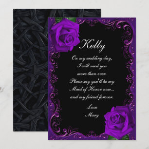 Elegant Goth Lila Ro Maid of honor Inbjudningar
