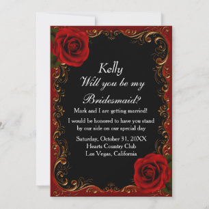 Elegant Goth Röd ros Bridesmaid Inbjudningar