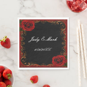 Elegant Goth Röd ros Papper Napkins Pappersservett