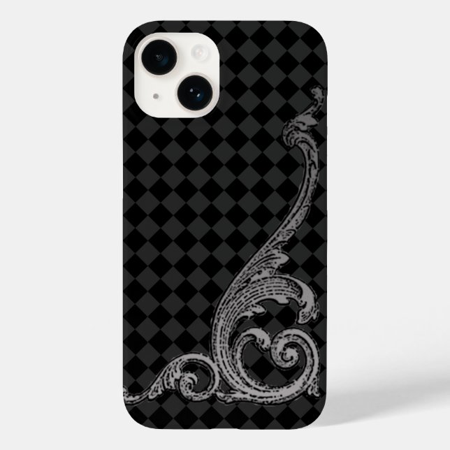Elegant Goth Swirl Design i Grått iPhone 7 Fodral (Baksida)