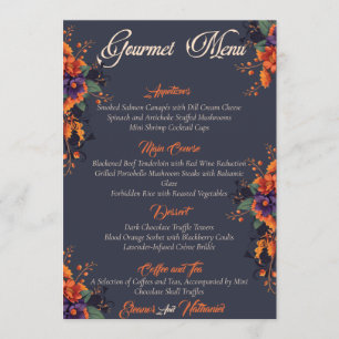 Elegant Gothic 3D Blommig Skalle gourmetmeny Meny
