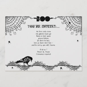 Elegant Gothic Black and White Halloween fest Inbjudningar