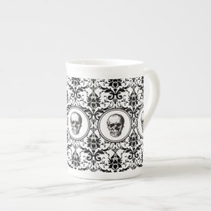 Elegant Gothic Black and White Skull Benporslin Mugg