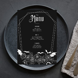 Elegant Gothic Blommigt Black Bröllop Meny